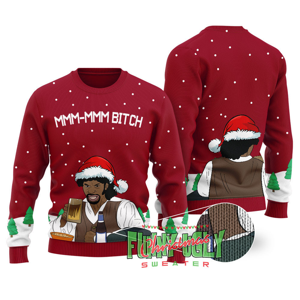 Samuel Jackson Beer Ugly Christmas Sweater Cardinal Red Perfect Gift Sweater for Friends and Family
