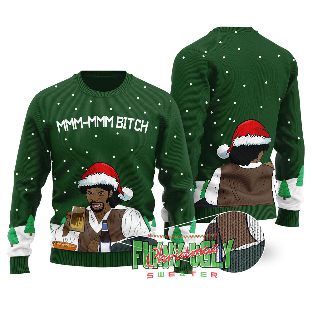 Samuel Jackson Beer Ugly Christmas Sweater Forest Green Custom Christmas Sweatshirt for Family Matching