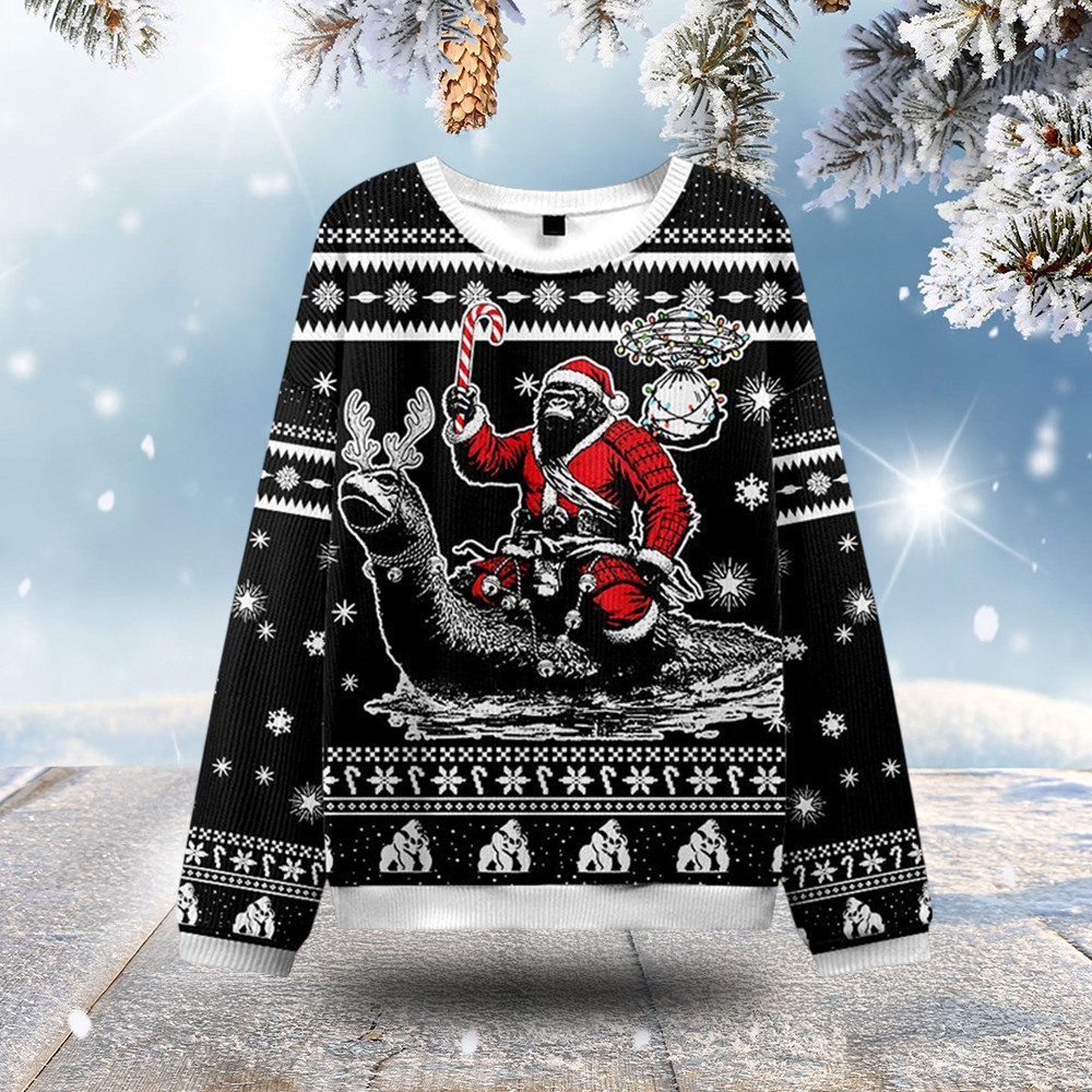 Samurai Bigfoot Christmas Ugly Sweater Animal Themed Secret Santa Gifts
