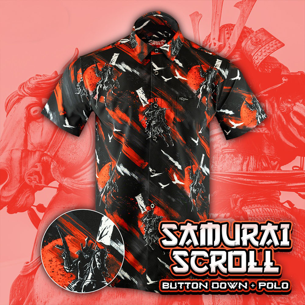 Samurai Scroll Button Down Shirt Great Gifts For Husband