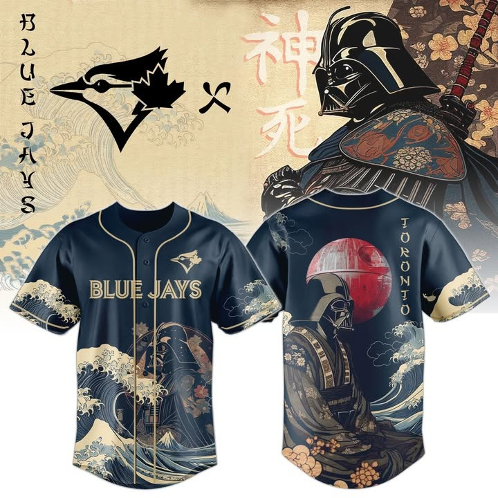 Samurai Vader x Blue Jays Jersey Jersey Edo Art Ukiyo-e Waves Star Wars Fan Gifts For Him