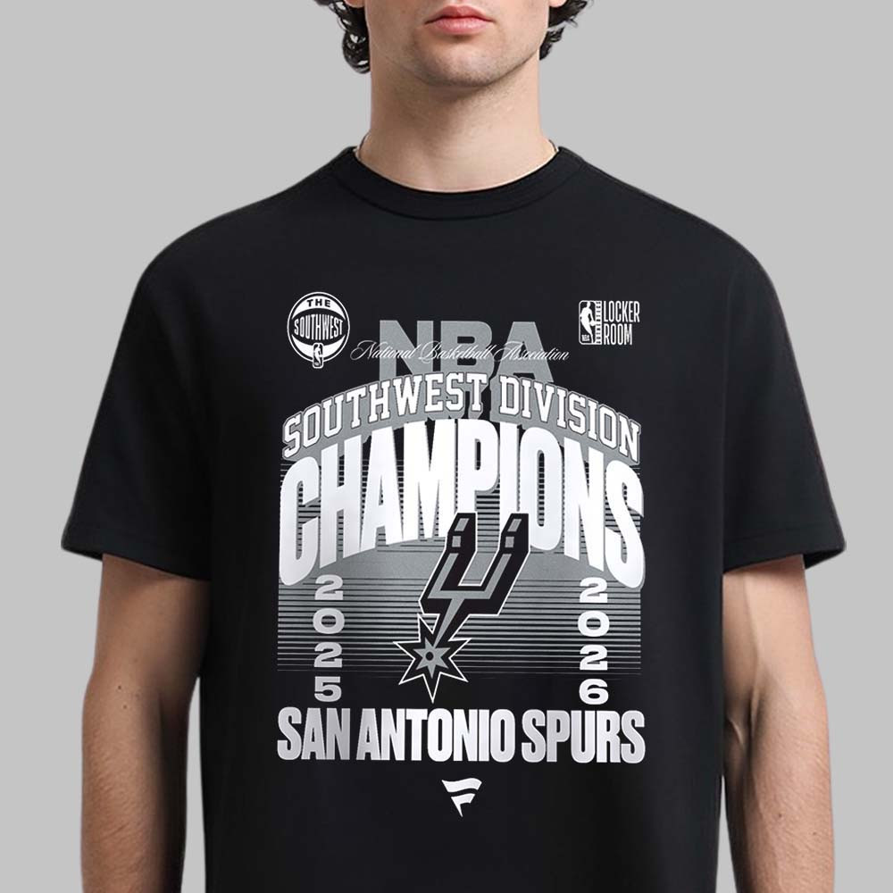 San Antonio Spurs Black 2026 T-Shirt NBA Southwest Division Champions Clothes Fan Gear