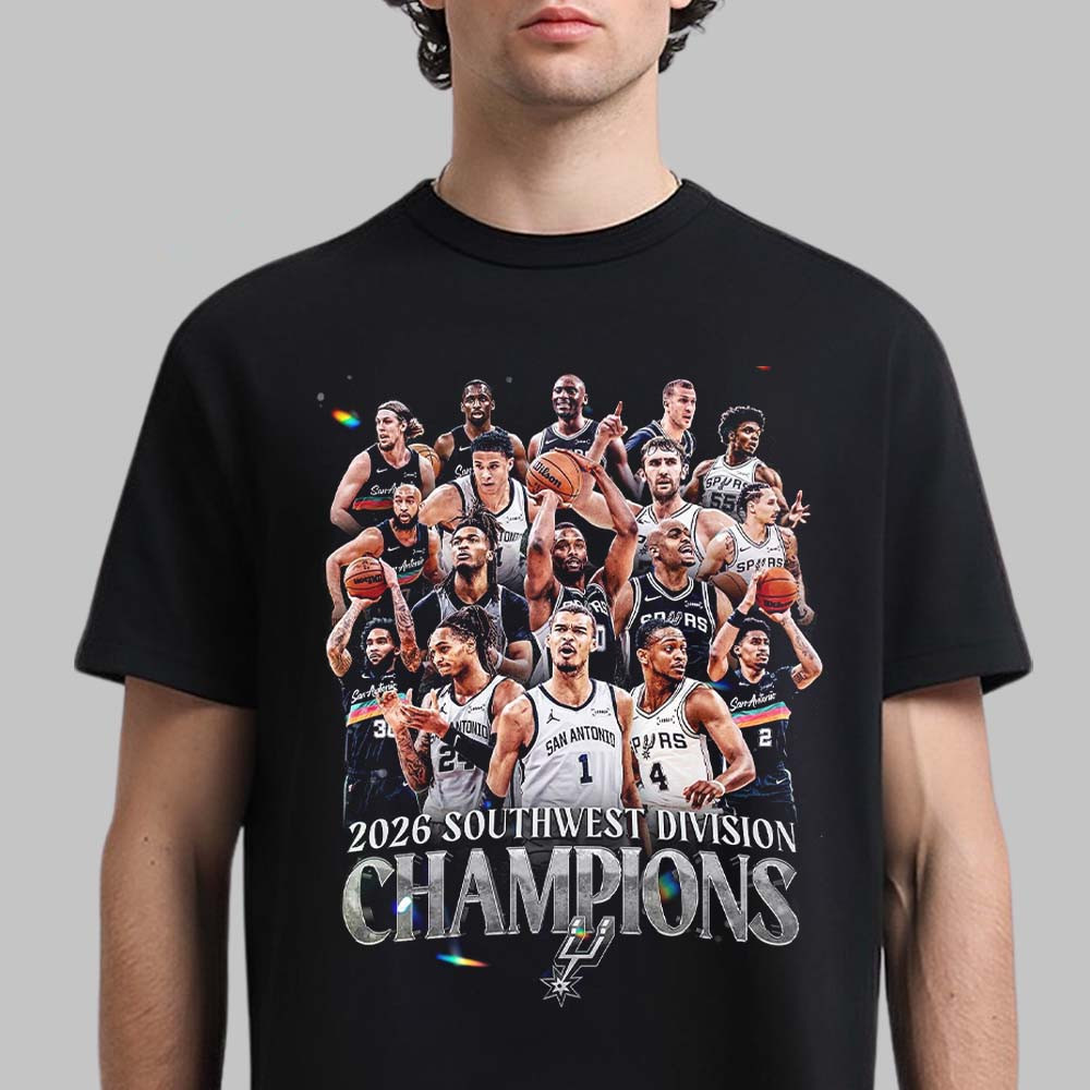 San Antonio Spurs NBA 2026 T-Shirt Southwest Division Champions Team Members Shirt