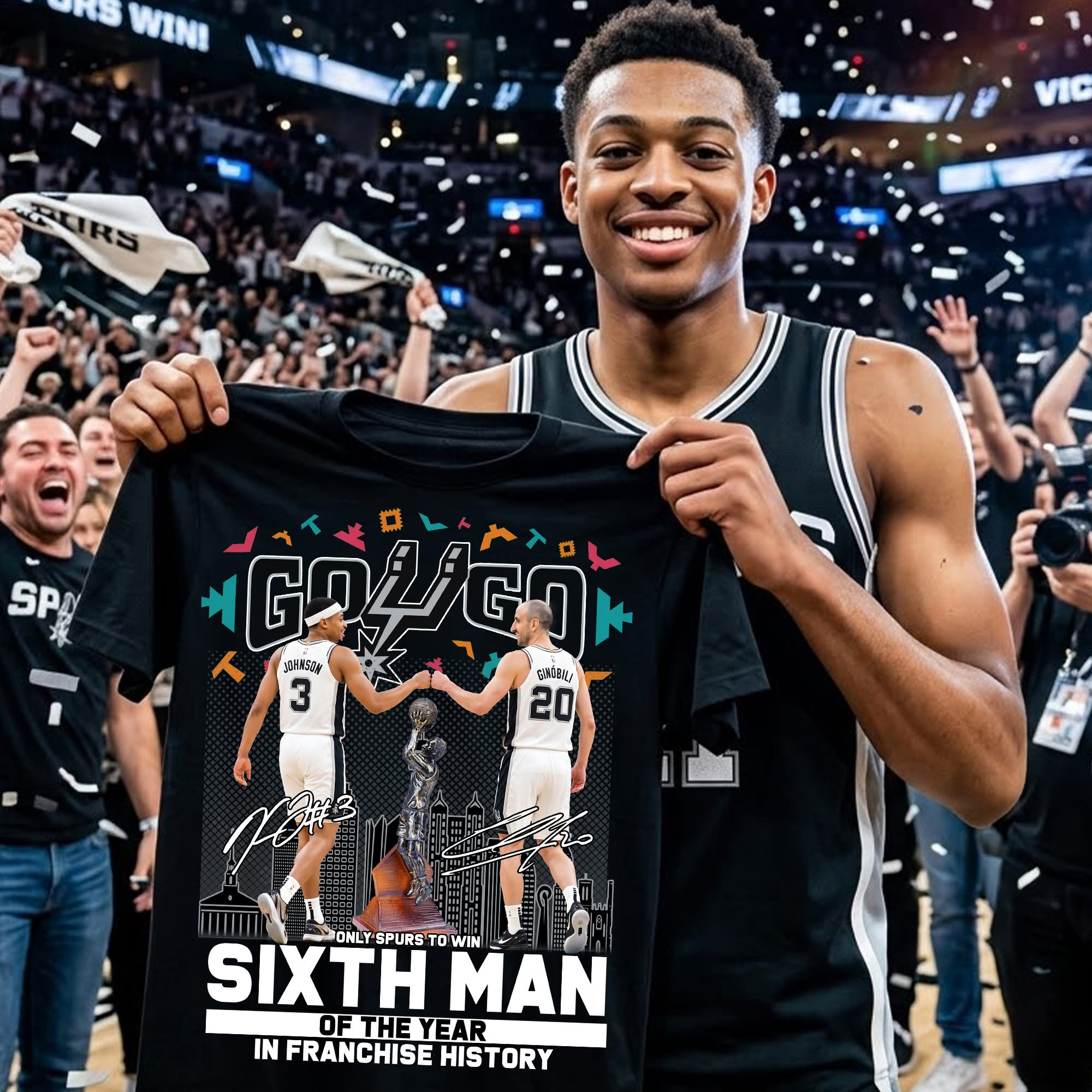 San Antonio Spurs Sixth Man Of The Year History T-Shirt Game Day Clothing Basketball Gear