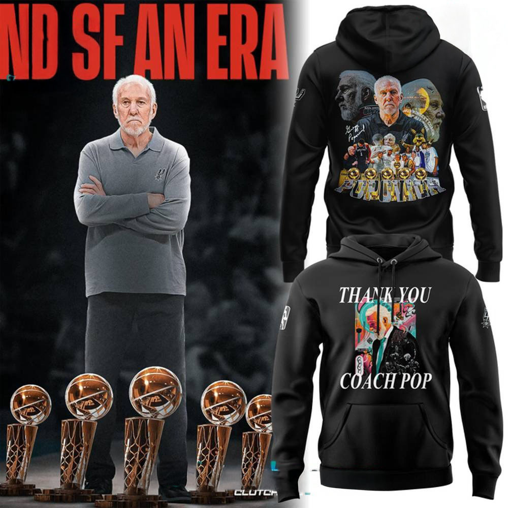 San Antonio Spurs Thank You Coach Gregg Popovich Special Black Hoodie Memorial Gifts