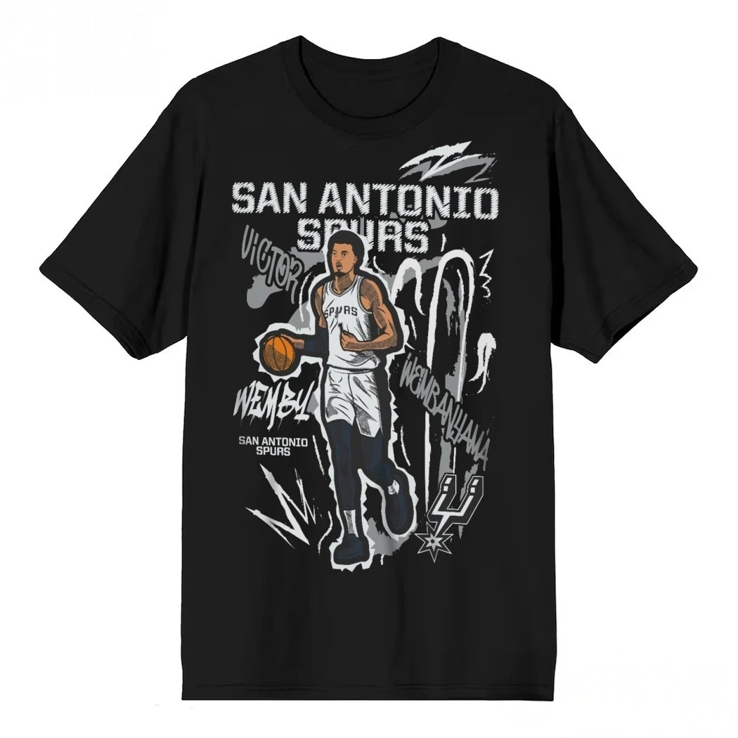 San Antonio Spurs Victor Wembanyama Mitchell & Ness Chalked Up Player T-Shirt 2026 NBA Playoffs Merch