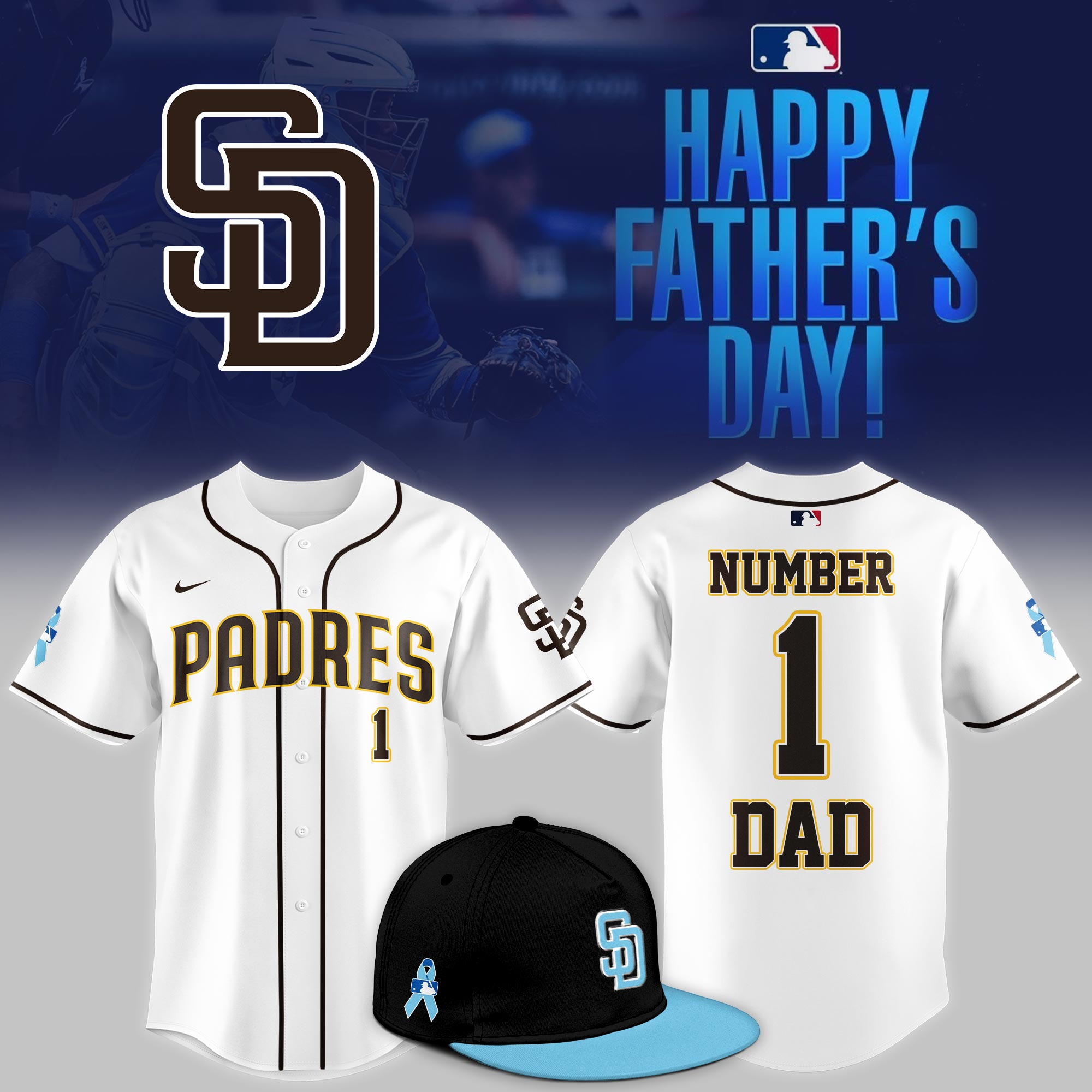 San Diego Padres 2025 Fathers Day Number One Dad Jersey Gift Ideas For Baseball Players
