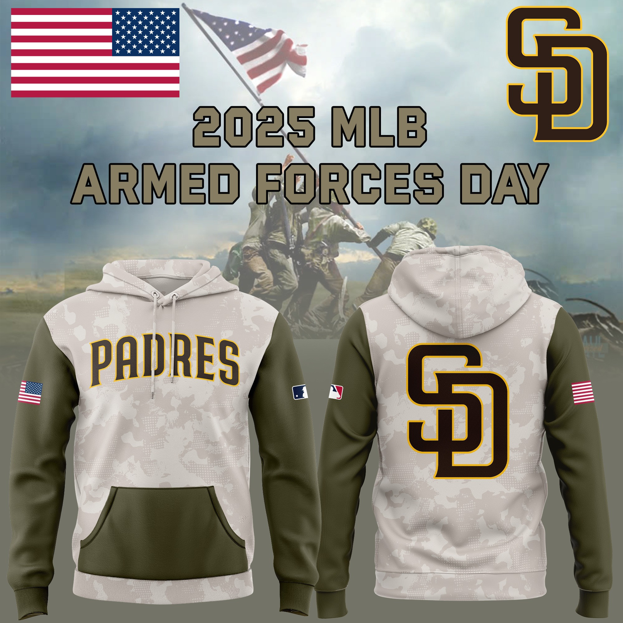 San Diego Padres 2025 MLB ARMED FORCES DAY Hoodie Honor Veterans Day Gift Ideas