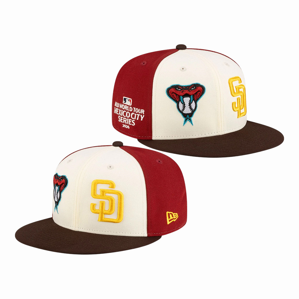 San Diego Padres And Arizona Diamondbacks Snapback Hat Mexico City Series 2026 Merch