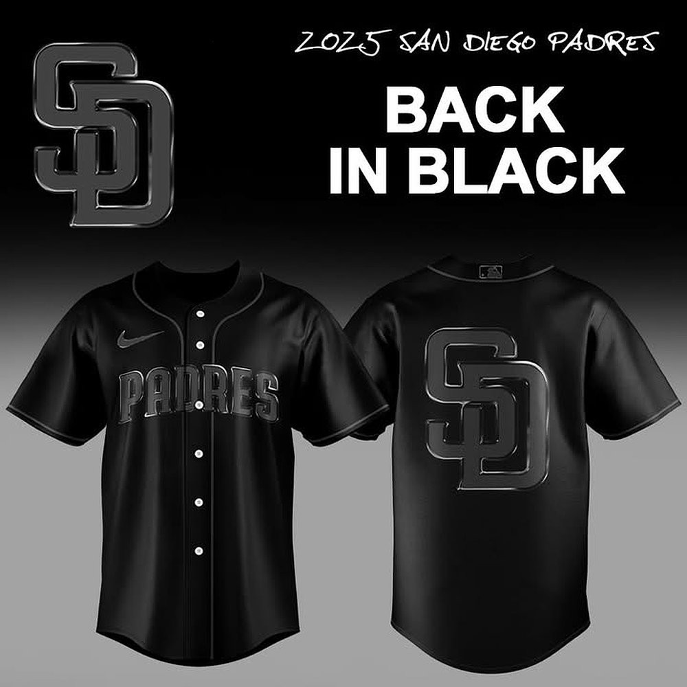 San Diego Padres Back In Black Baseball Jersey Padres Merch Best Gift For Baseball Lovers