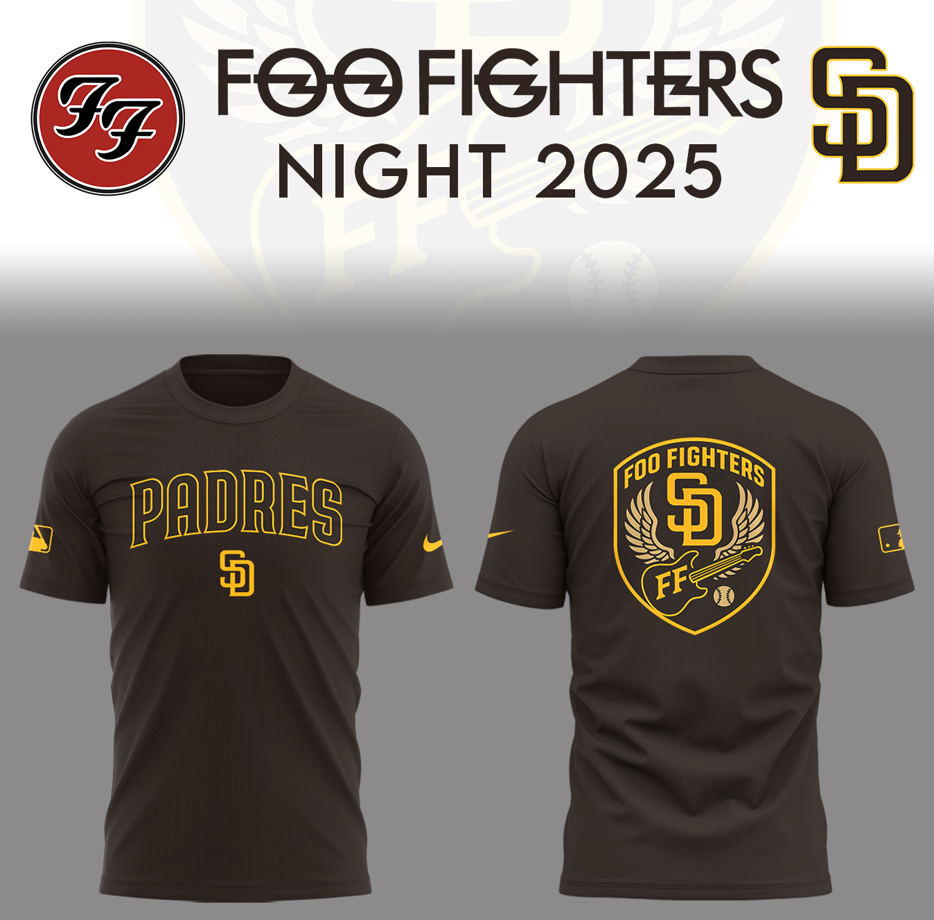 San Diego Padres Baseball Foo Fighter Night Nau T-Shirt Gifts For Baseball Players