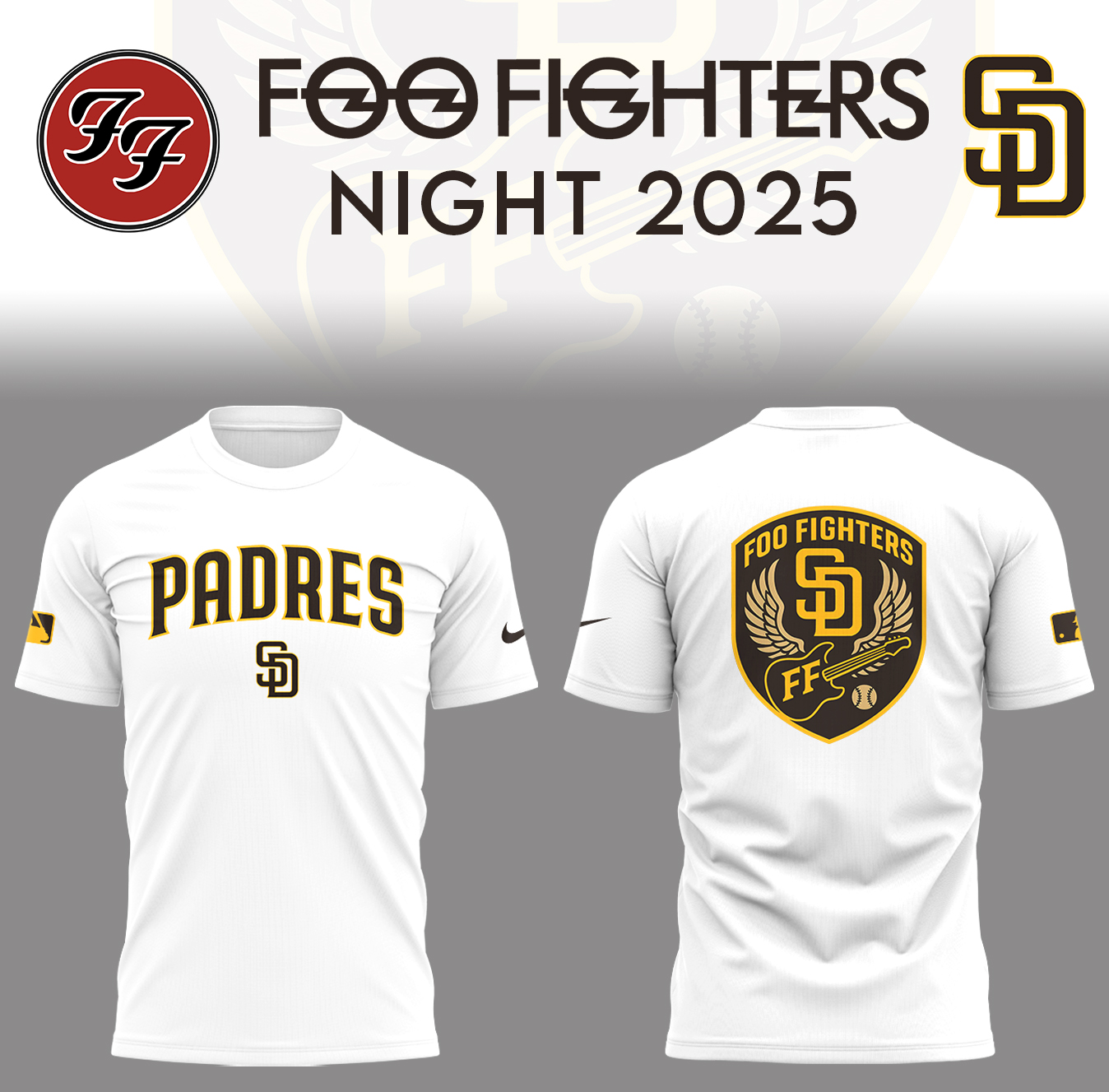 San Diego Padres Baseball Foo Fighter Night White T-Shirt Gift For Baseball Lover