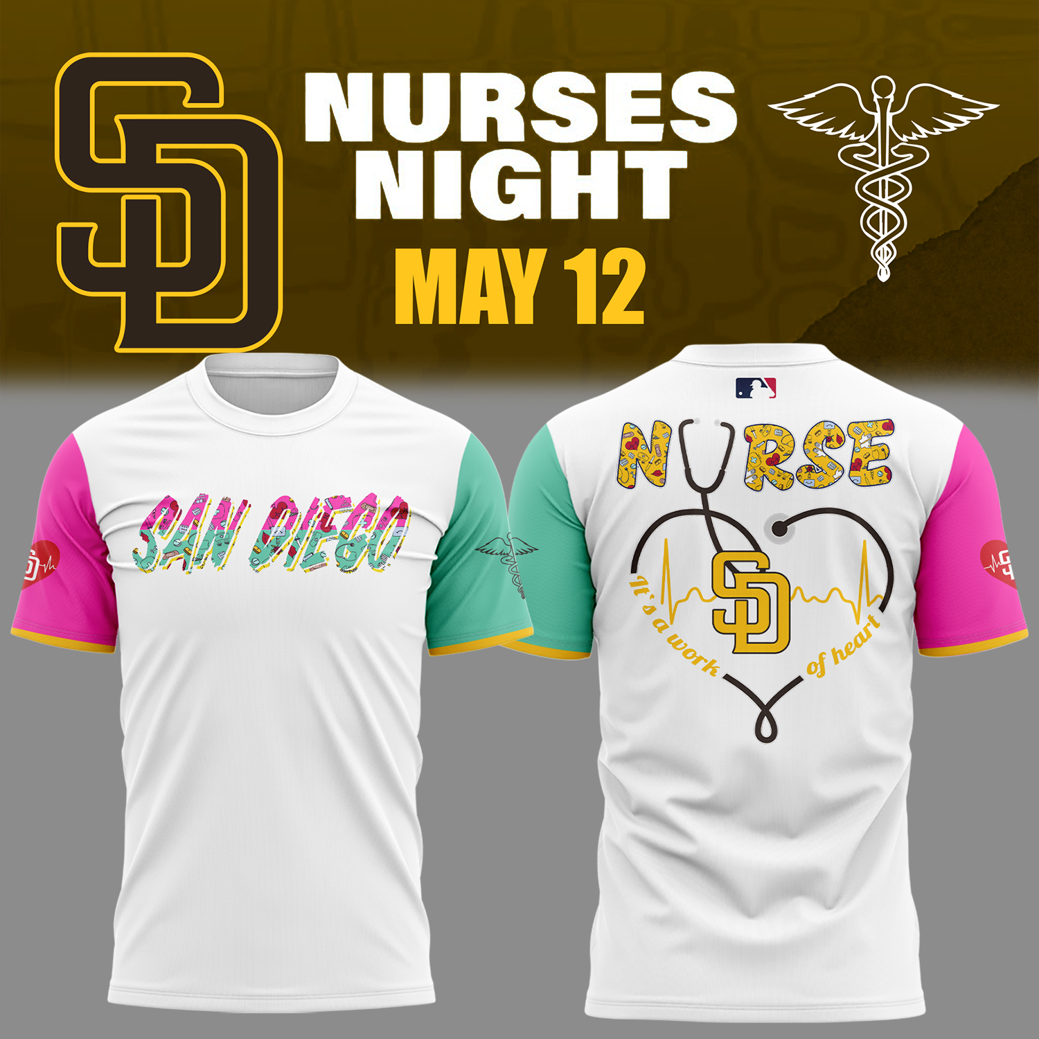 San Diego Padres Baseball Nurses Night T-Shirt Baseball Coach Gift Ideas