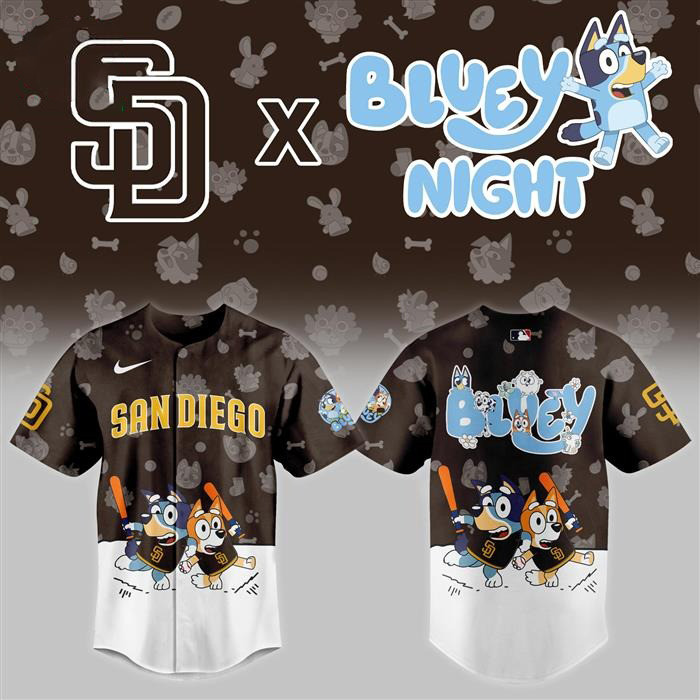 San Diego Padres Bluey Baseball Jersey Best Gifts For Baseball Fans