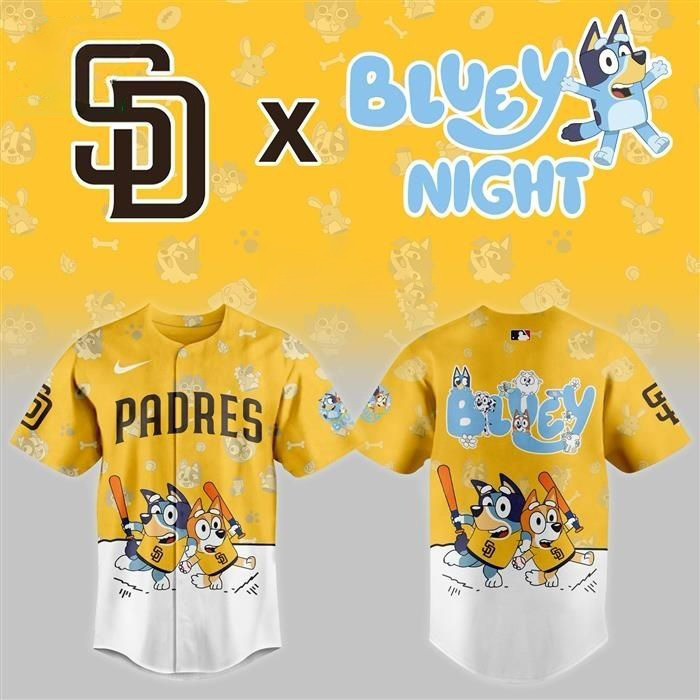 San Diego Padres Bluey Baseball Jersey Unique Gifts For Baseball Fans