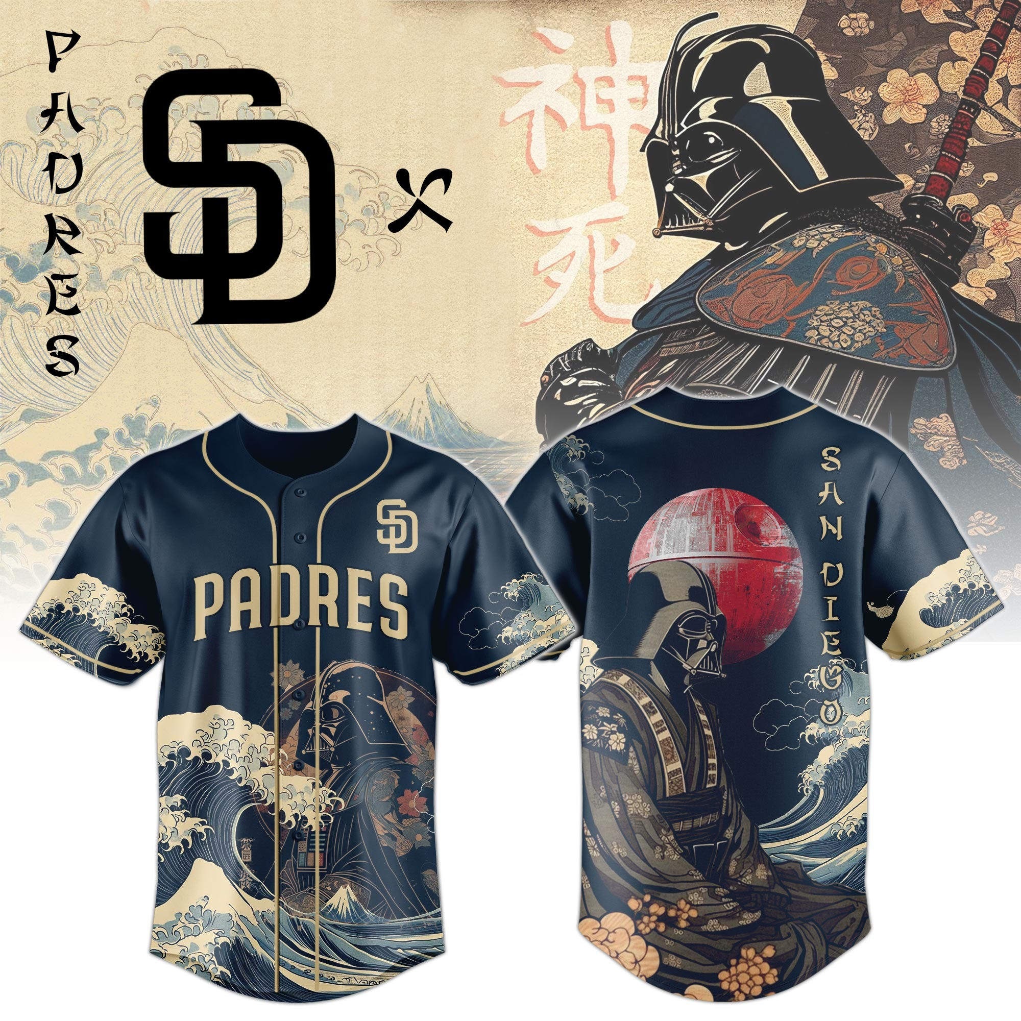 San Diego Padres Darth Vader Baseball Jersey Star Wars Japan 2025 Gift For MLB Fans