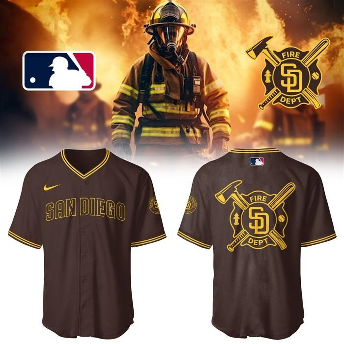 San Diego Padres Firefighter Baseball Jersey Baseball Lover Gift Ideas
