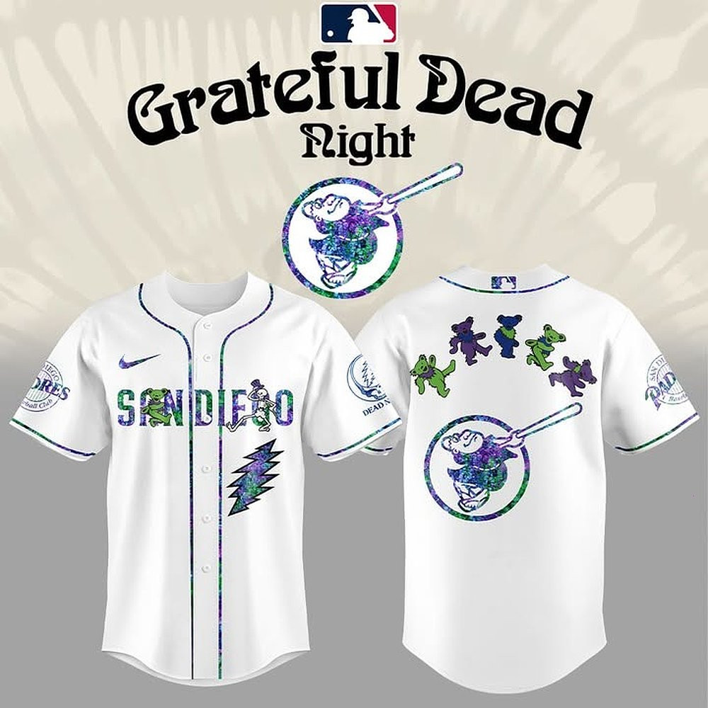 San Diego Padres Grateful Dead Night Baseball Jersey Padres Apparel Best Gift For Baseball Lovers