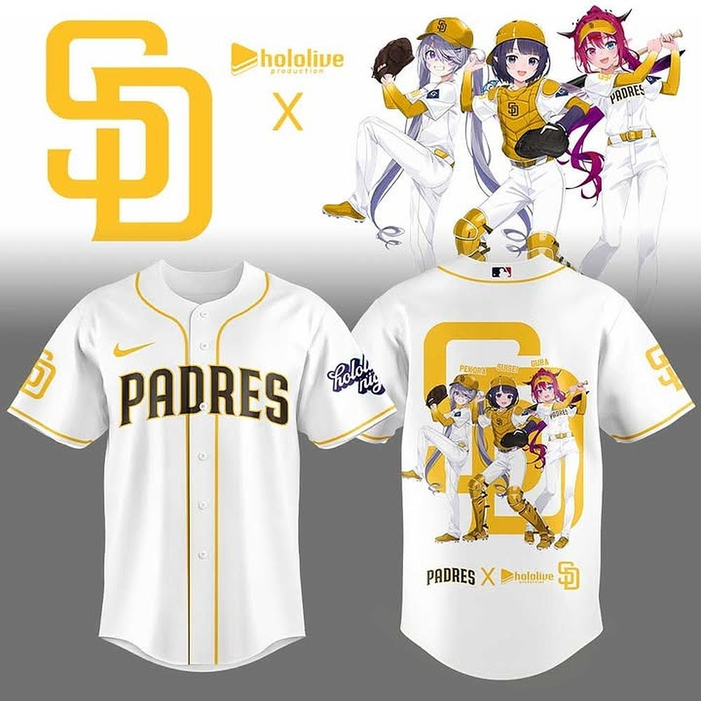 San Diego Padres Hololive Night Collaboration Baseball Jersey Padres Merch