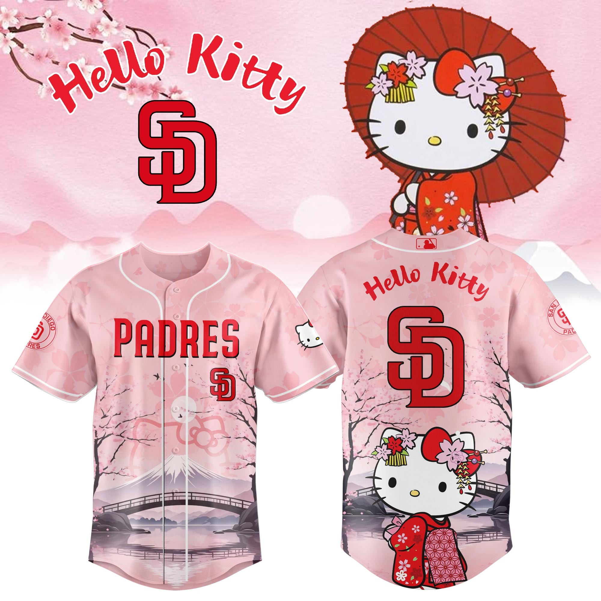 San Diego Padres Kitty-Chan Baseball Jersey Gifts For Baseball Lovers