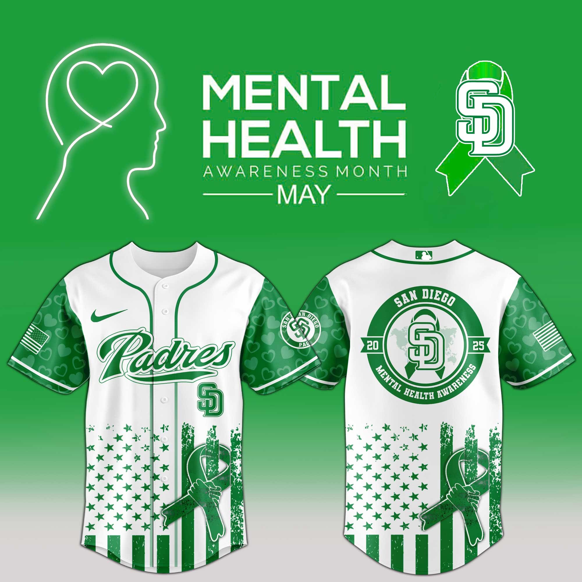 San Diego Padres Mental Health Awareness Month Jersey Baseball Gifts Ideas