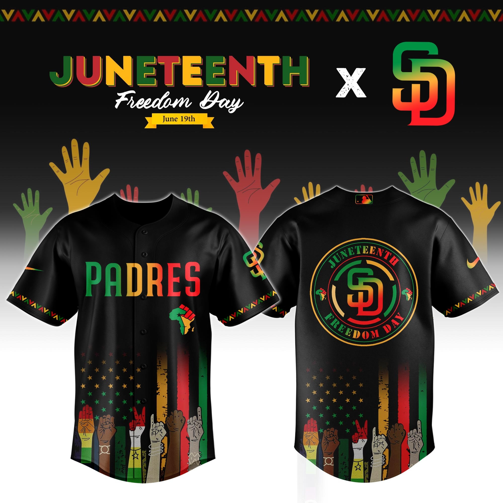 San Diego Padres MLB x Juneteenth Jersey Gifts For Baseball Fans