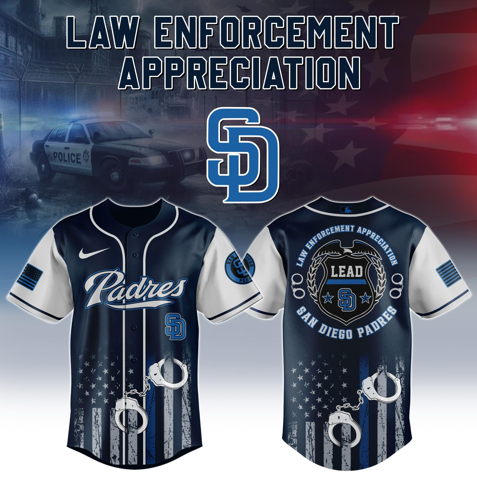 San Diego Padres MLB x Law Enforcement Appreciation Day Jersey Best Gifts For Baseball Fans