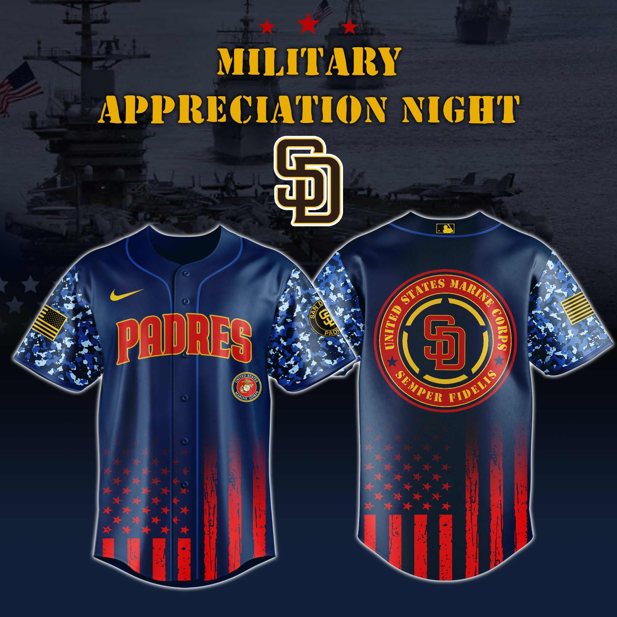 San Diego Padres MLB x Marine Corps Military Appreciation Night Jersey Editions Limited 2025San Diego Padres Merch