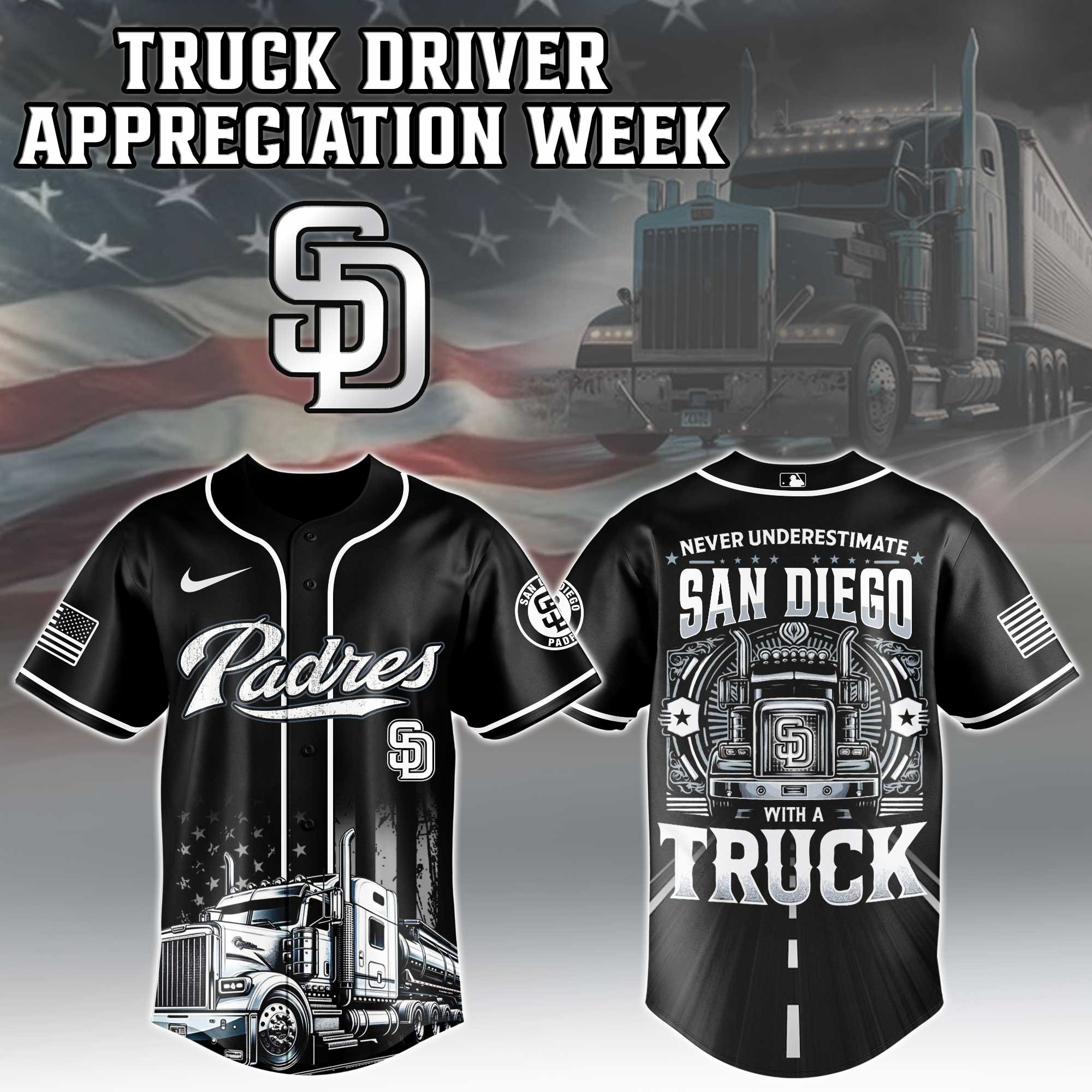 San Diego Padres MLB X Nation Truck Driver Appreciation Week Jersey 2025 Gifts For Him