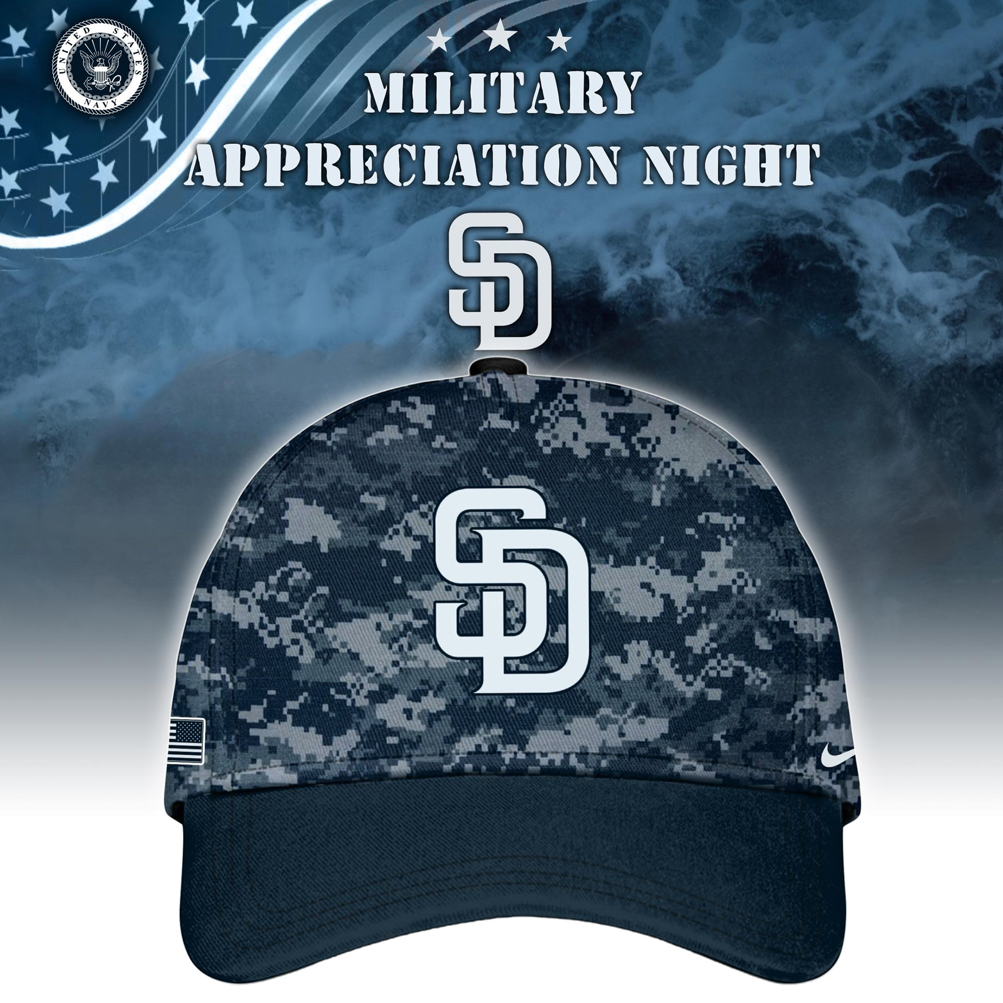 San Diego Padres MLB x Navy Military Appreciation Night Hat Gift Ideas For Baseball Fans