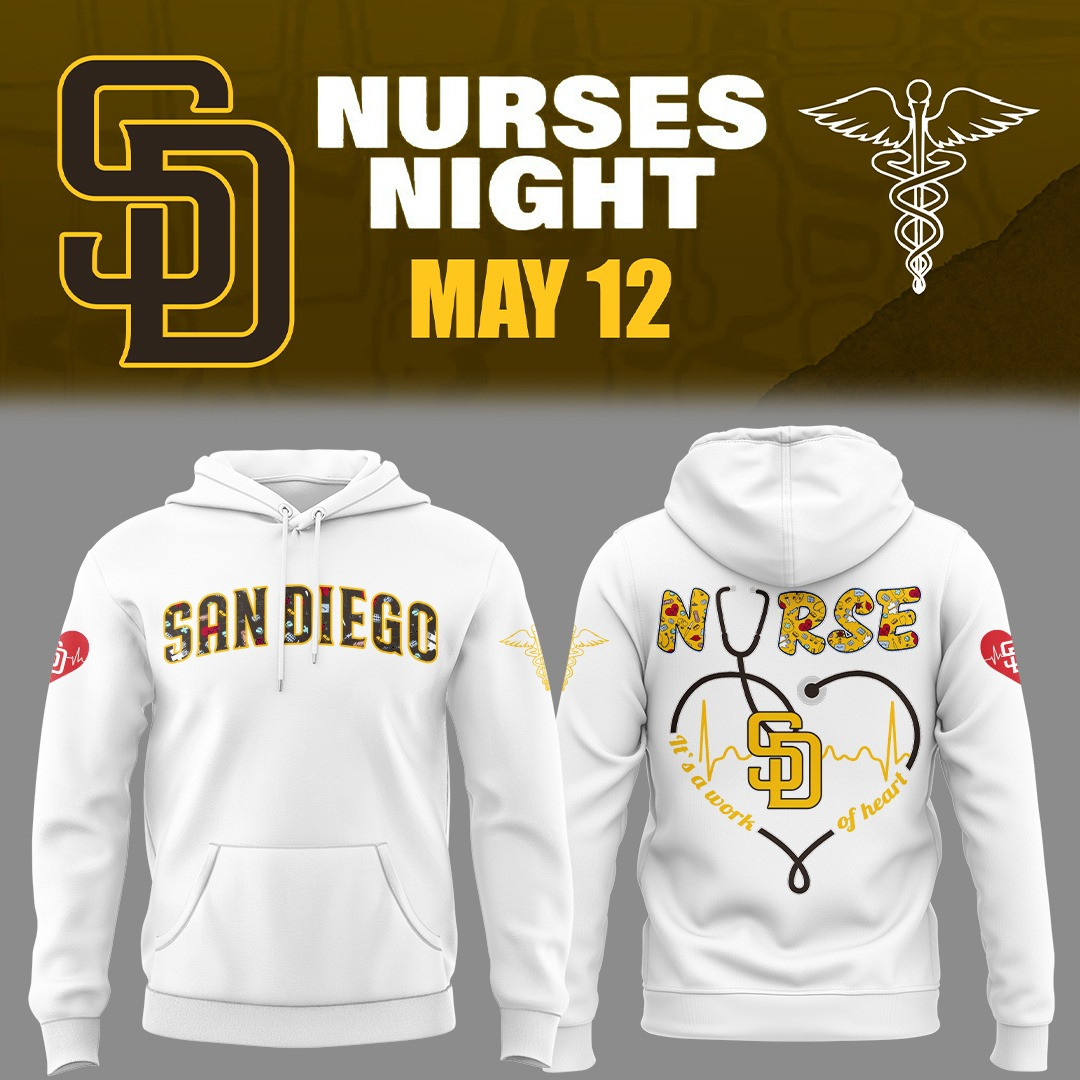 San Diego Padres Nurses Night Hoodie It's A Work Of Heart Baseball Lover Gifts For Fans