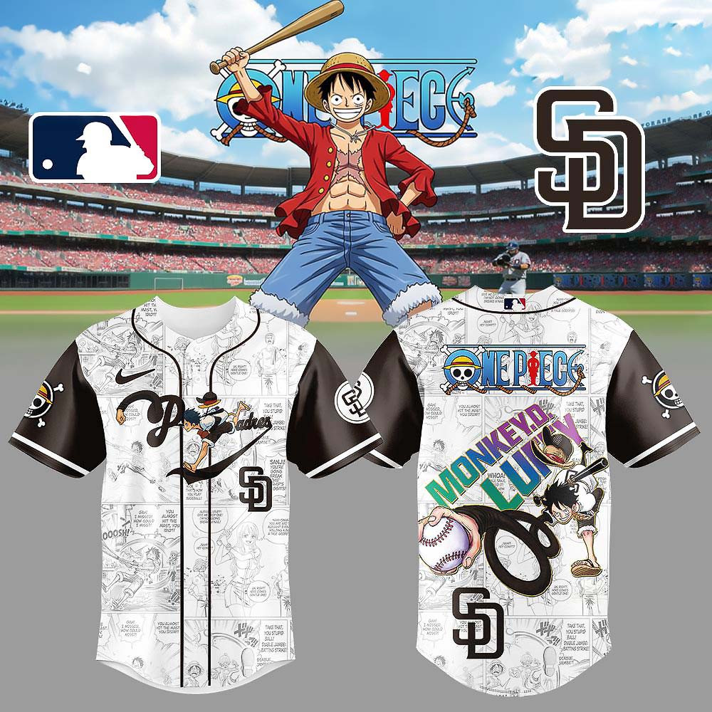 San Diego Padres One Piece Straw Hat Luffy Baseball Jersey Gift Ideas For Baseball Fans