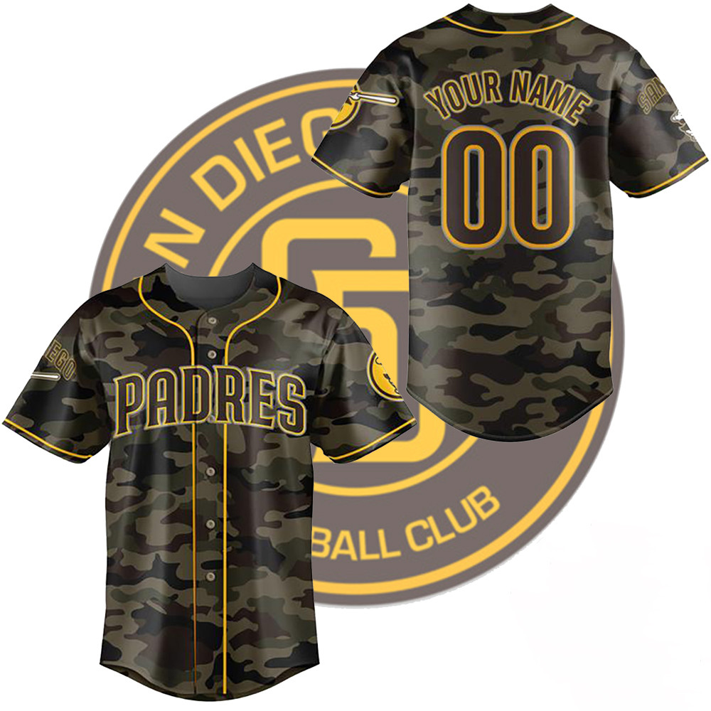 San Diego Padres Personalized Camo Military Baseball Jersey Custom Gift For Veterans