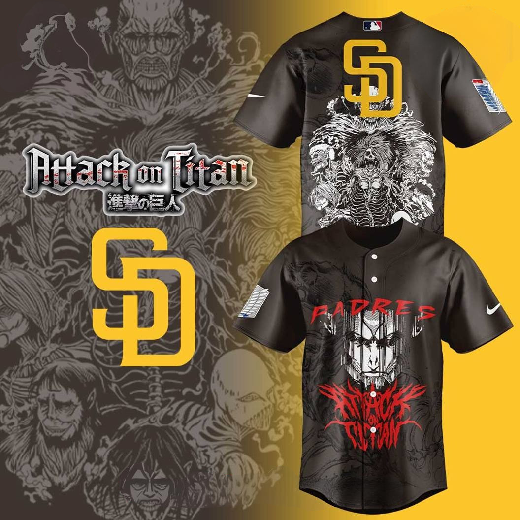 San Diego Padres x Attack on Titan Special Baseball Jersey Cool Baseball Gifts