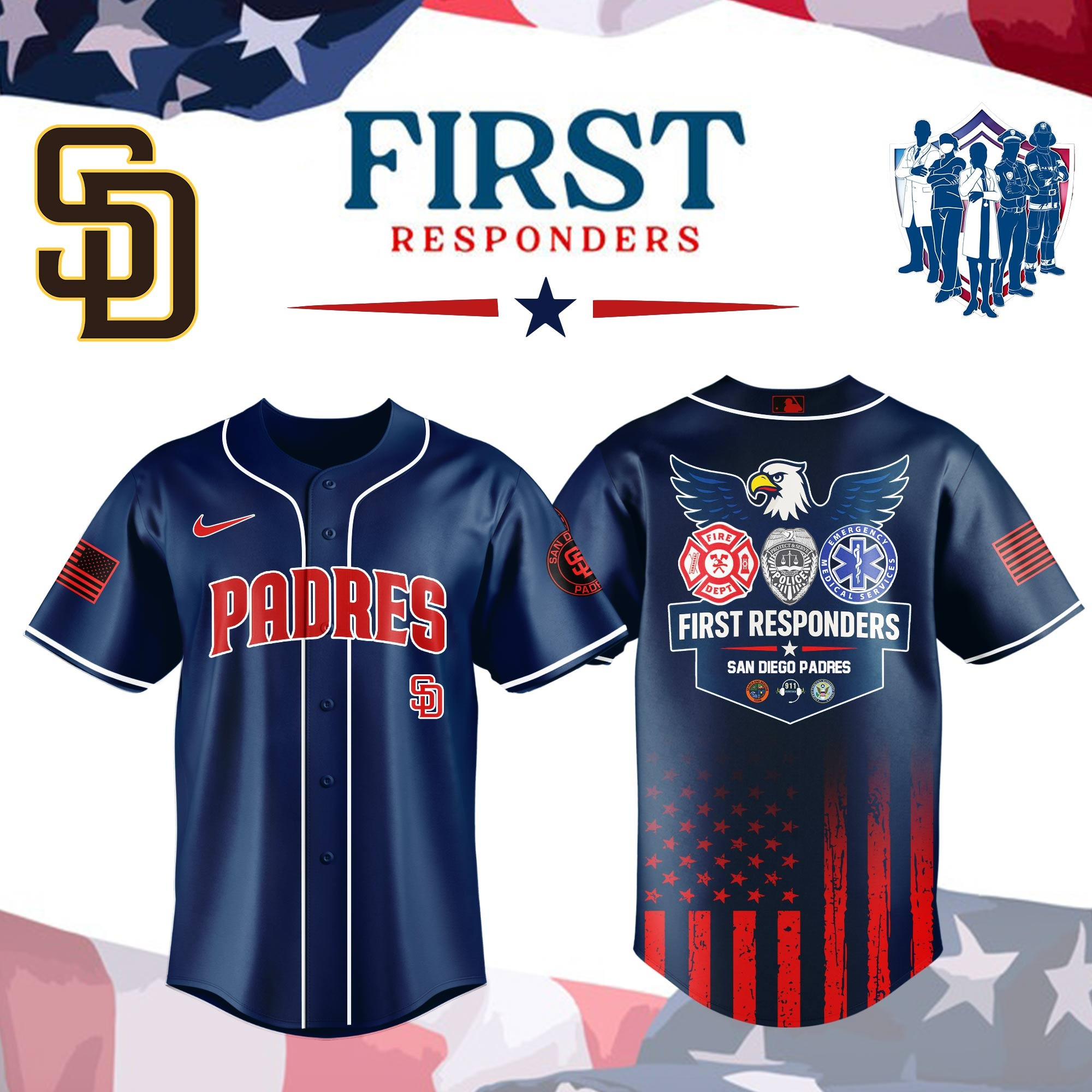 San Diego Padres x First Responders Night Jersey 2025 Gifts For Baseball Fans
