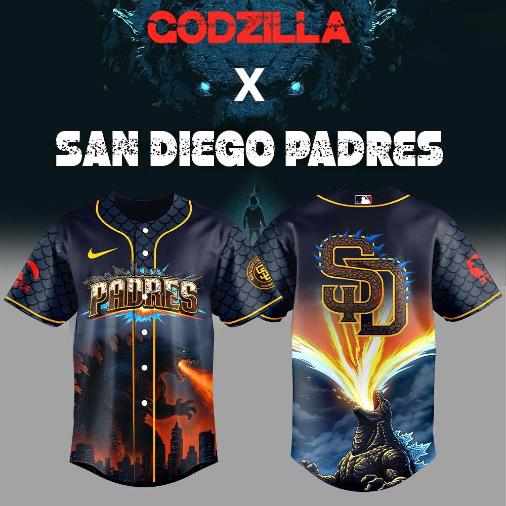 San Diego Padres x Godzilla Premium Limited Edition Baseball Jersey Baseball Lover Gift Ideas