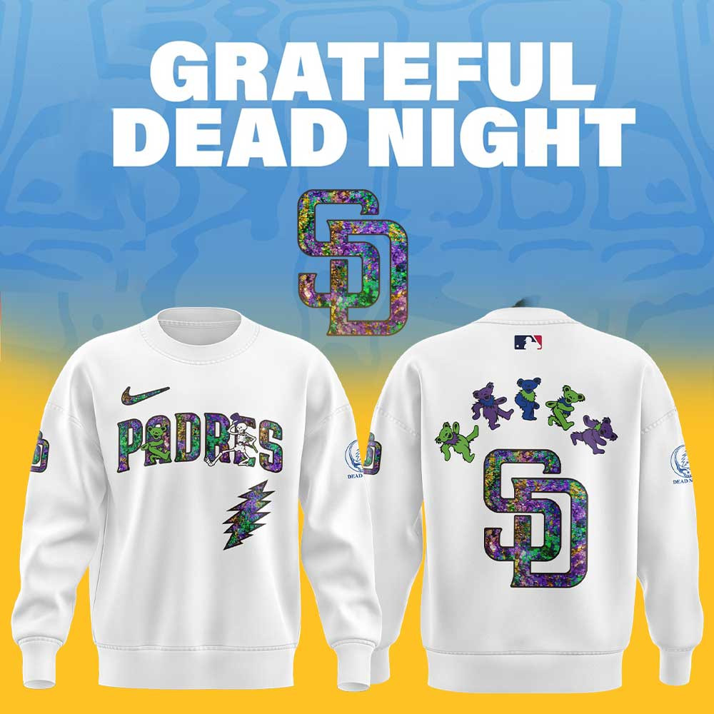 San Diego Padres x Grateful Dead Night Sweatshirt MLB Merch Baseball Gifts For Rock Fans