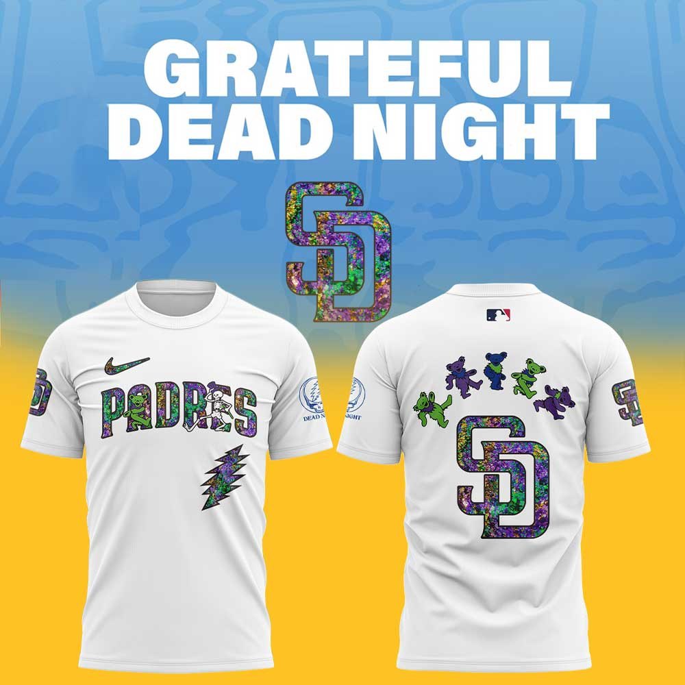 San Diego Padres x Grateful Dead Night T-Shirt 2025 MLB Merch Baseball Gifts For Rock Fans