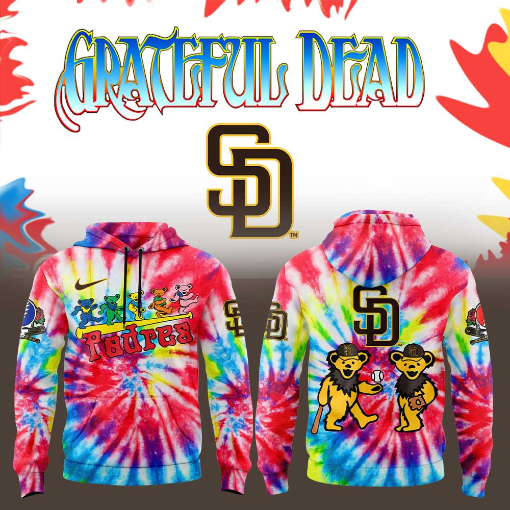 San Diego Padres x Grateful Dead Tide Tide Hoodie Baseball Lovers Best Gifts For Rock Fans