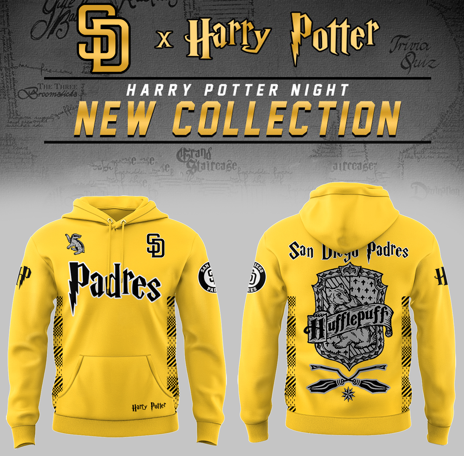 San Diego Padres x Harry Potter Night Hufflepuff House Hoodie Baseball Fan Gifts