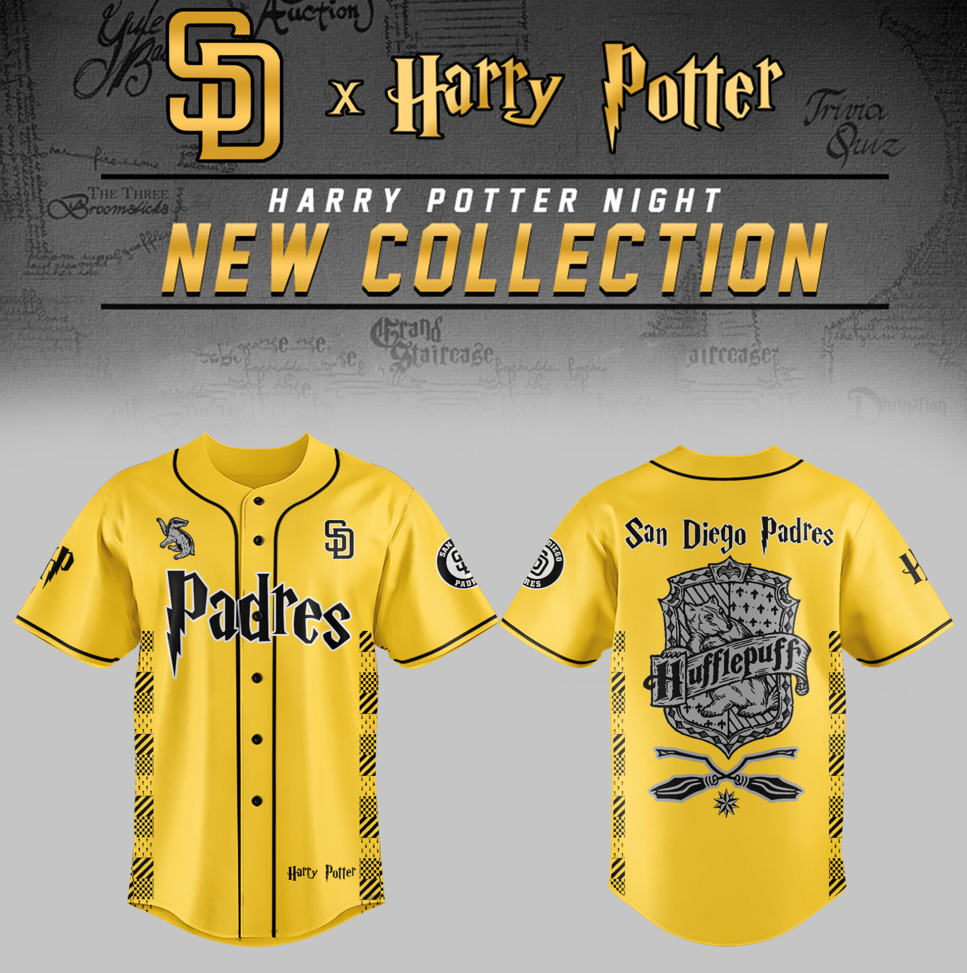 San Diego Padres x Harry Potter Night Hufflepuff House Jersey Baseball Father's Day Gifts