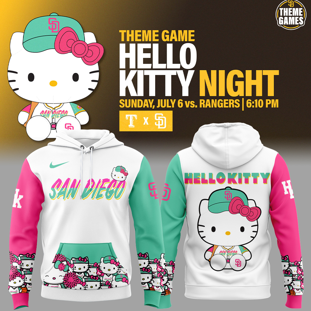 San Diego Padres x Hello Kitty Night Hoodie Gifts For Baseball Players