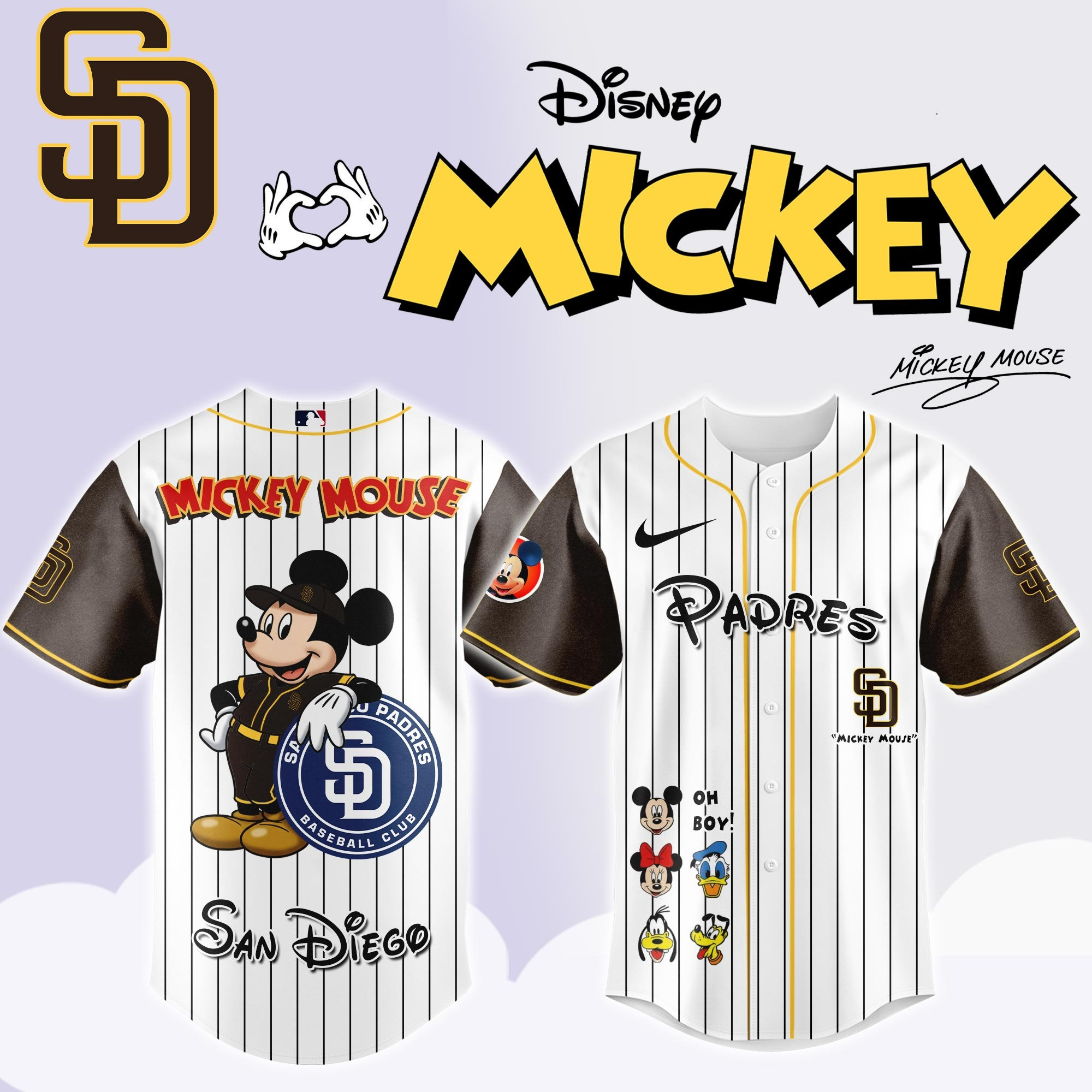 San Diego Padres x Mickey Mouse Game Night Special Edition Jersey Gifts For Baseball Fans