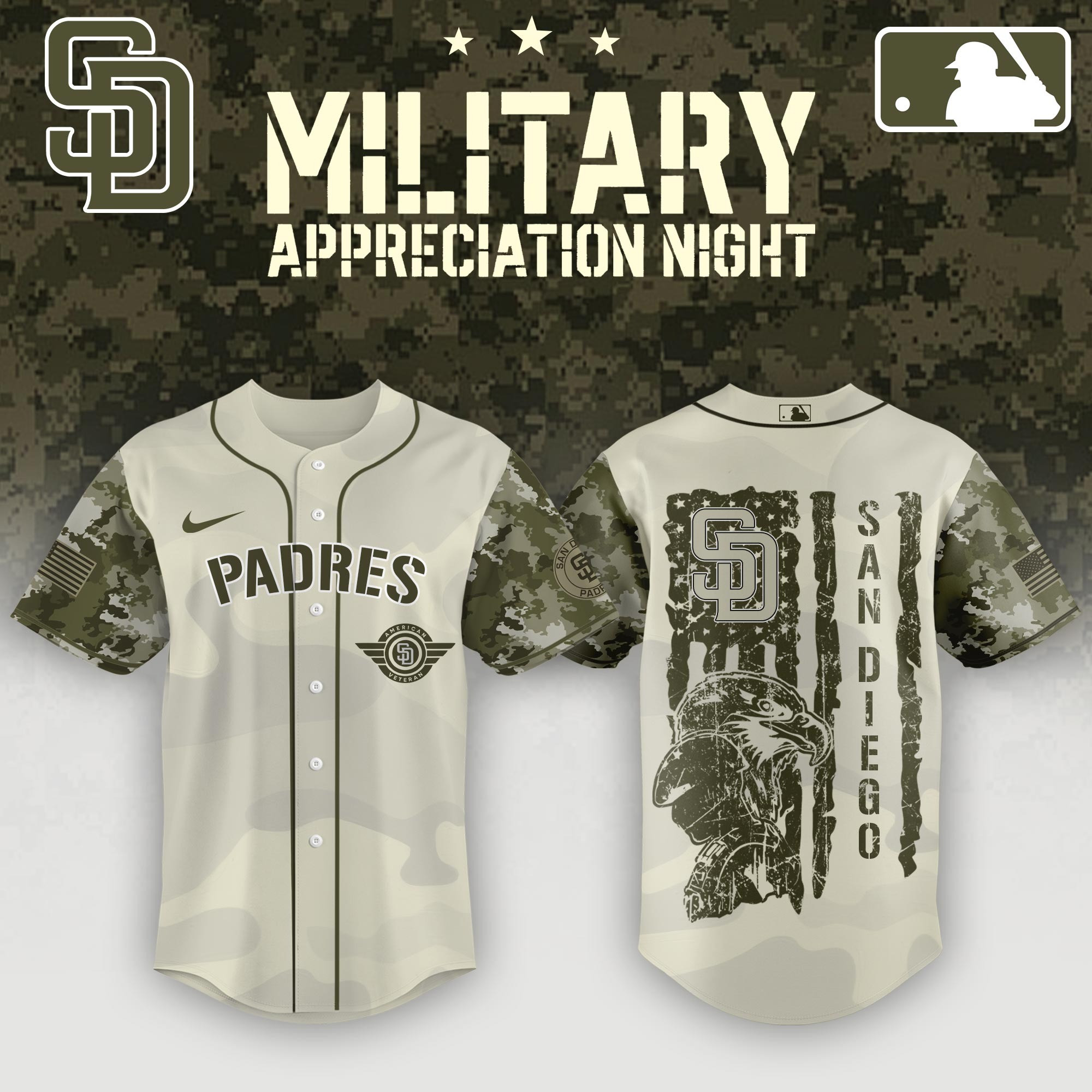 San Diego Padres x MLB 2025 Armed Forces Day Night Jersey Basketball Fan Gift Ideas