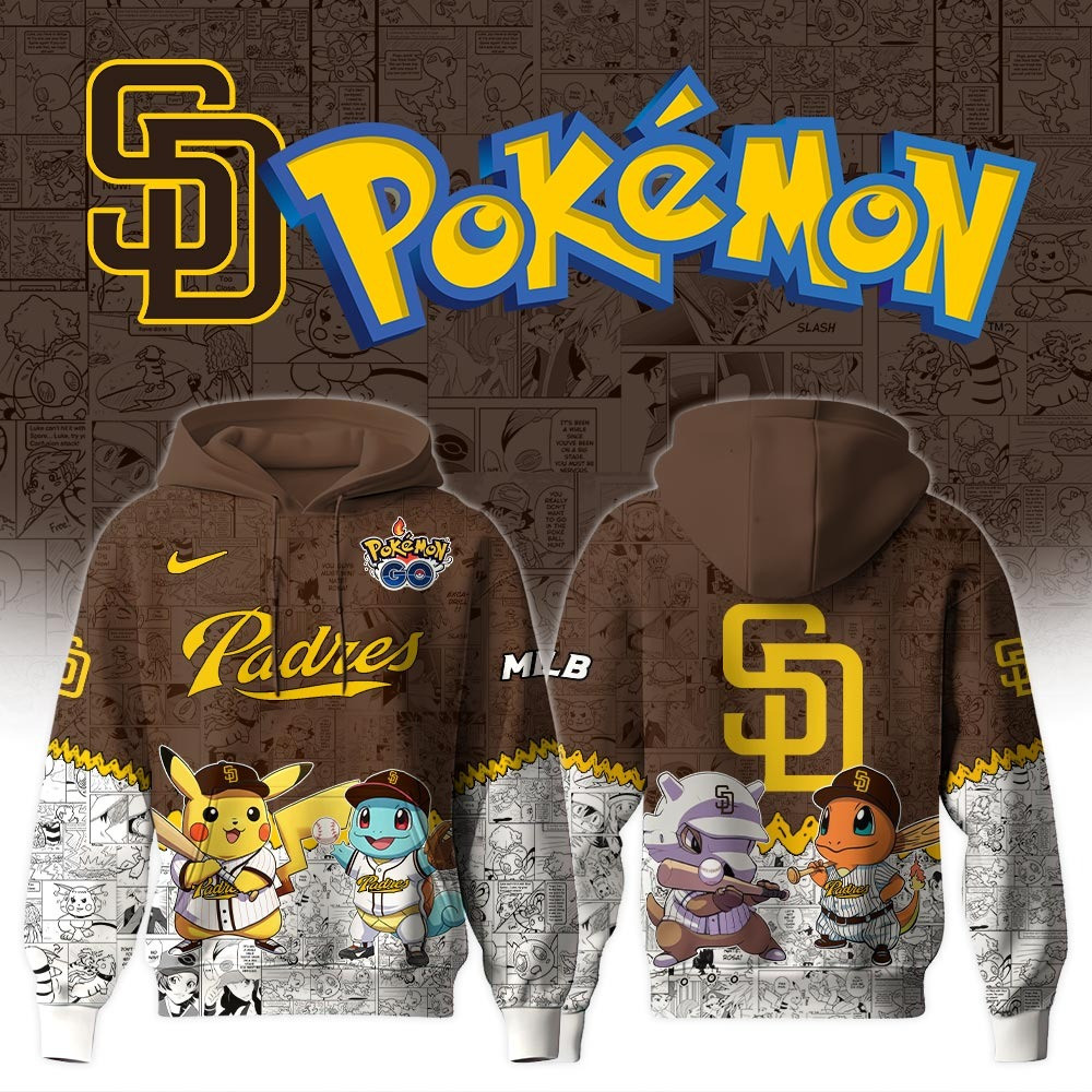 San Diego Padres X Pokemon Go Hoodie MLB Merch Best Gifts For Baseball Lovers Fans