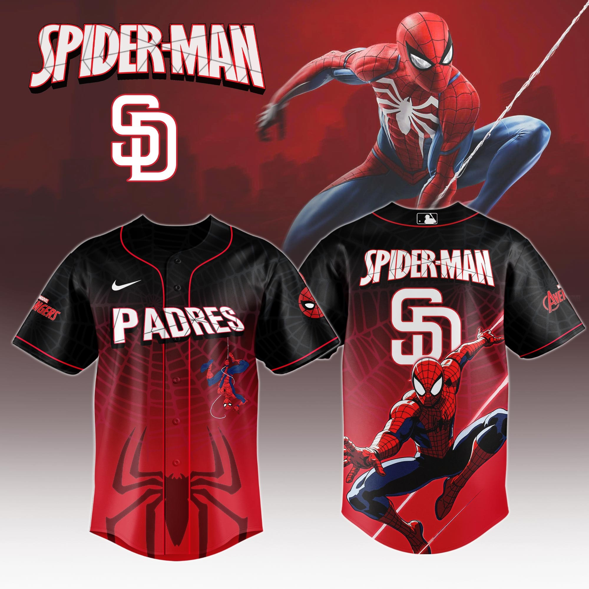 San Diego Padres x Spider Man Night Jersey 2025 Best Gifts For Baseball Lovers