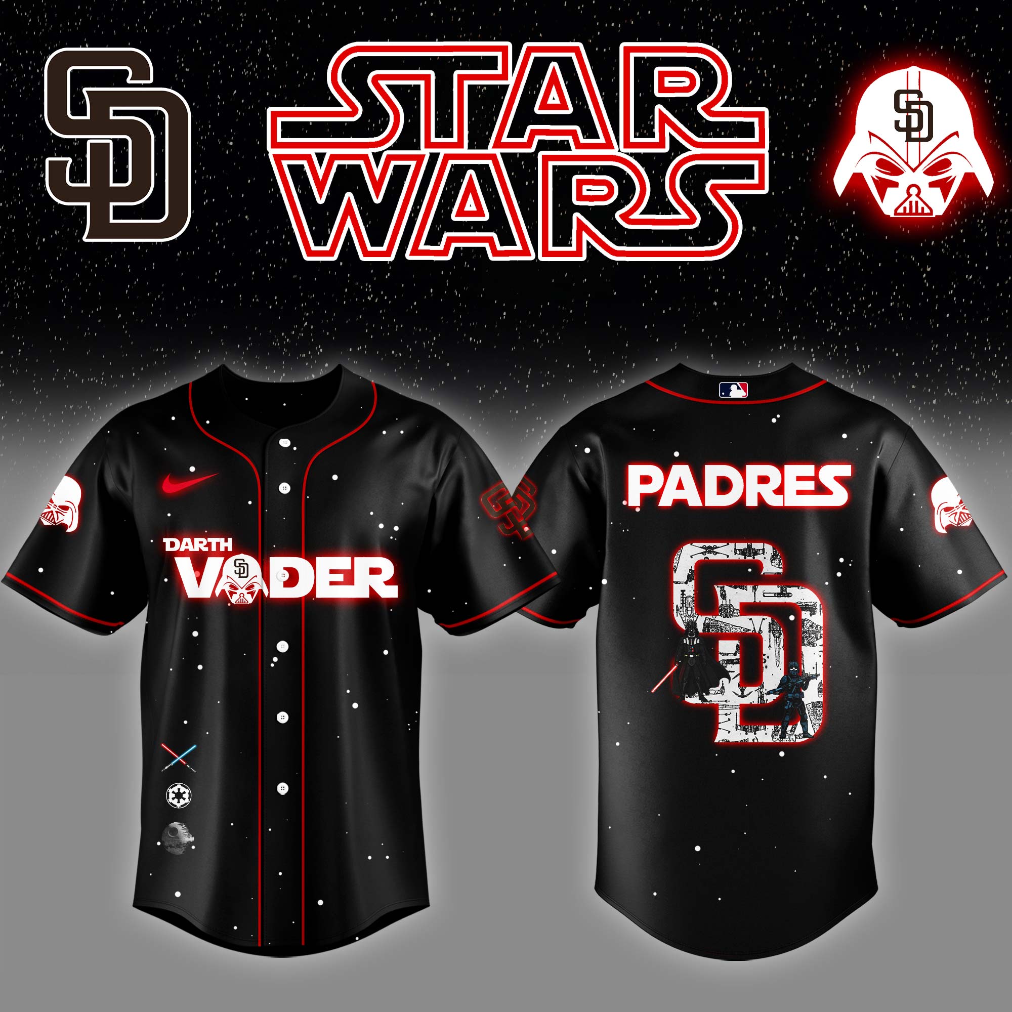 San Diego Padres x Stars Wars Darth Vader Night Baseball Jersey Gift For Baseball Lover