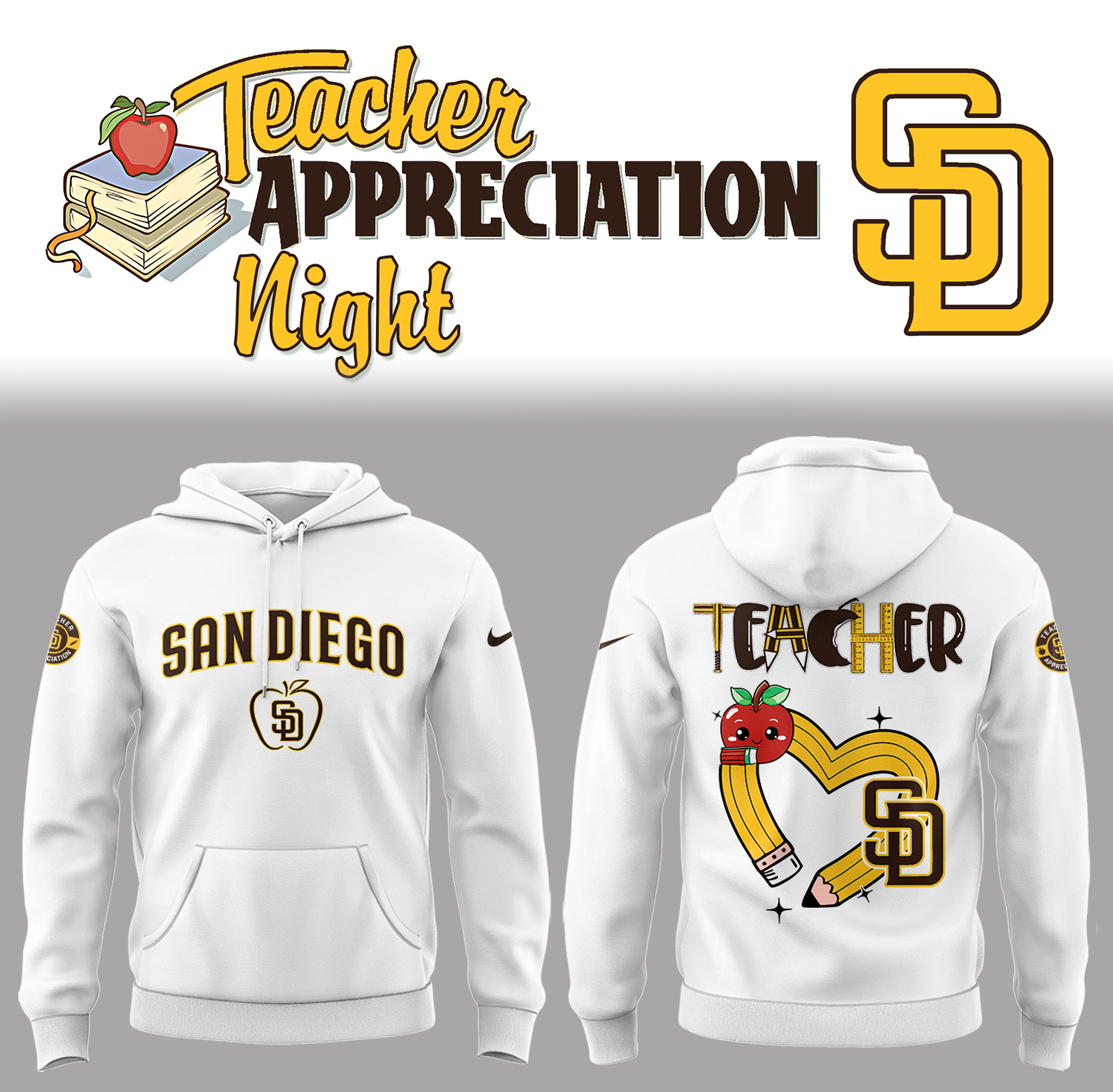 San Diego Padres x Teacher Appreciation Night Hoodie Baseball Fan Gifts