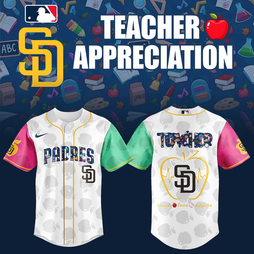 San Diego Padres x Teacher Appreciation Night Jersey Teach Love Inspire Baseball MLB Merch