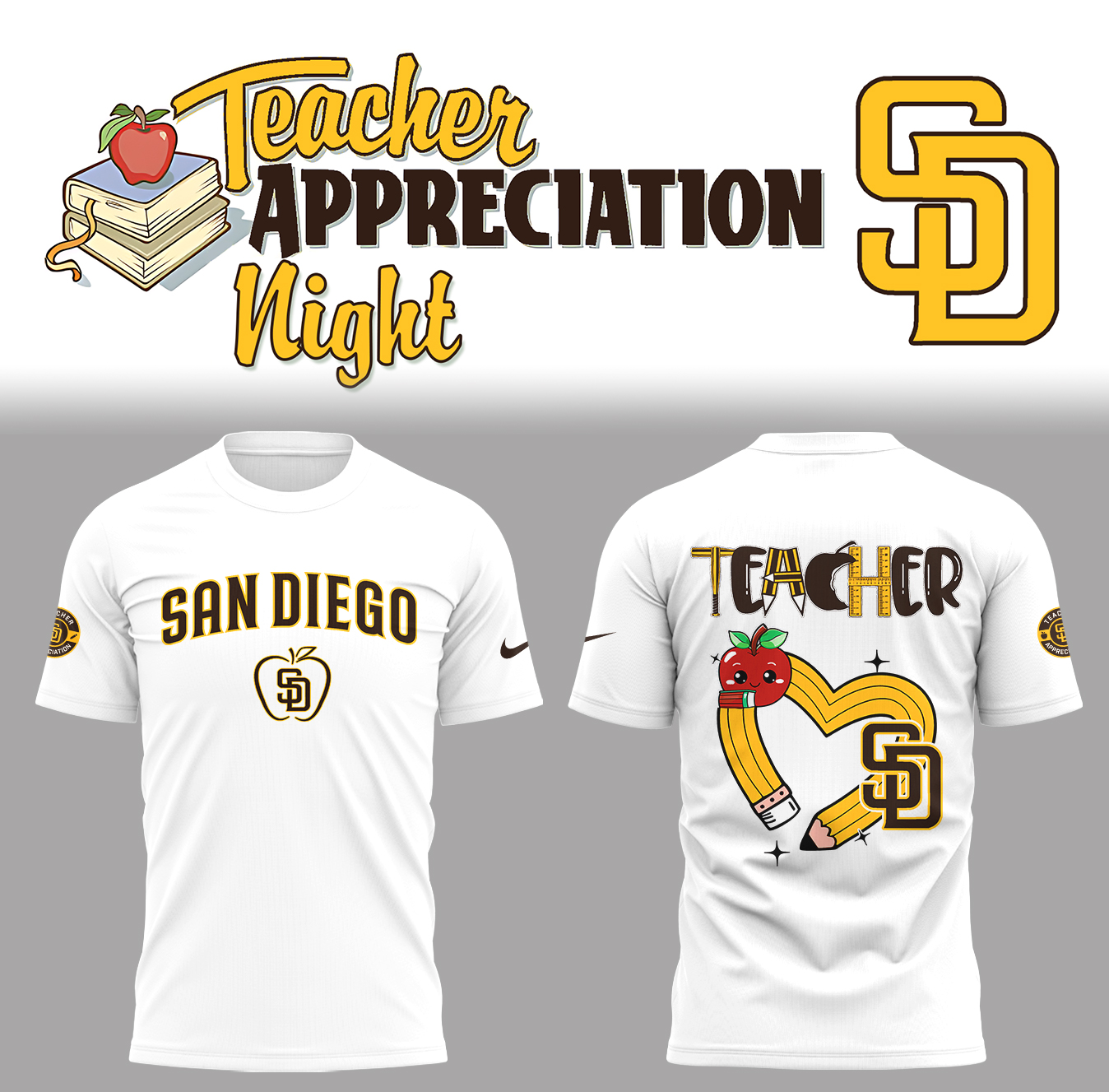 San Diego Padres x Teacher Appreciation Night T-Shirt Baseball Father's Day Gifts
